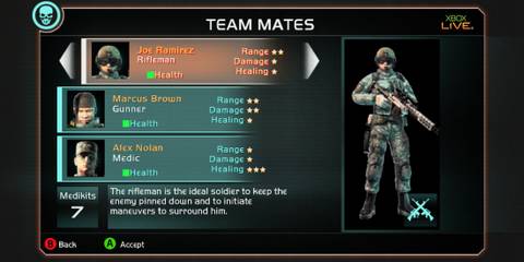 Choosing a team in Tom Clancy's Ghost Recon Advanced Warfighter 2