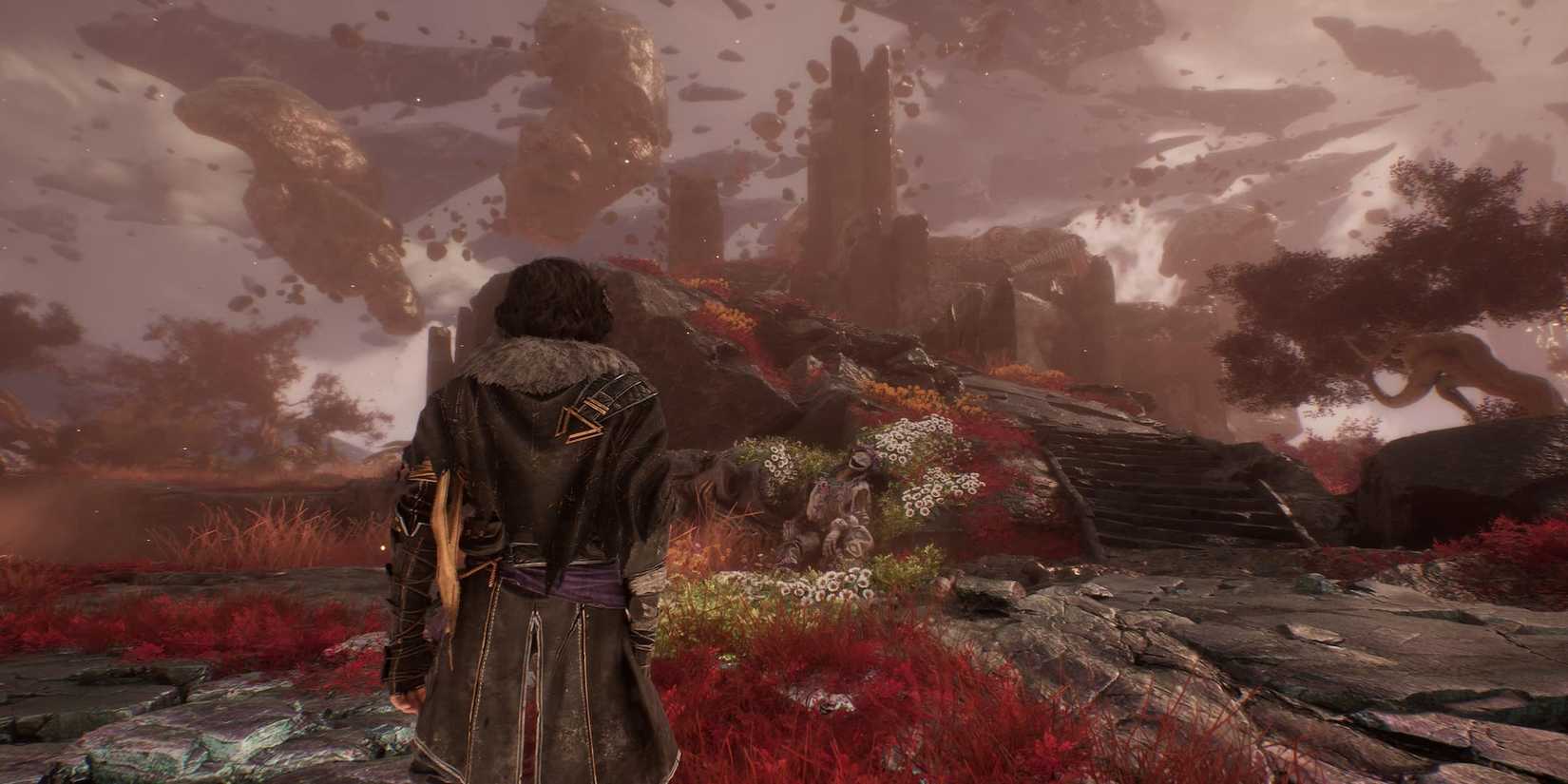 The Player Facing the Staircase on the Island 