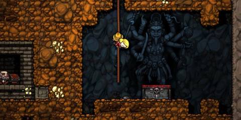 Climbing a rope in Spelunky