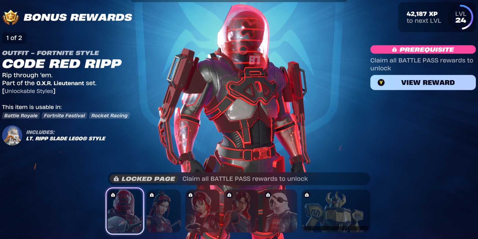 Fortnite Code Red Ripp All Chapter 6 Season 4 Super Styles in Fortnite