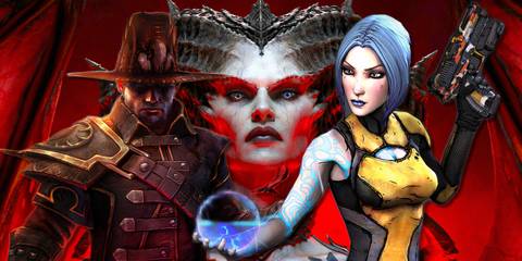 Collage of Borderlands 2, Grim Dawn, and Diablo 4