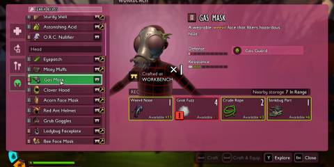 crafting gas mask in grounded 2