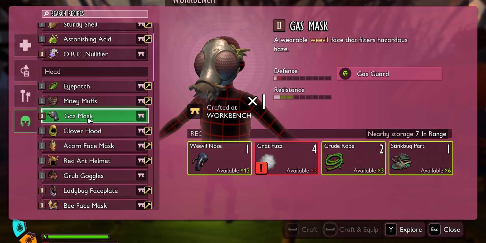 crafting gas mask in grounded 2