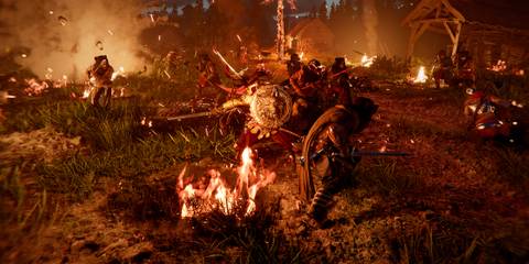 Crimson Desert nighttime combat battle warfare