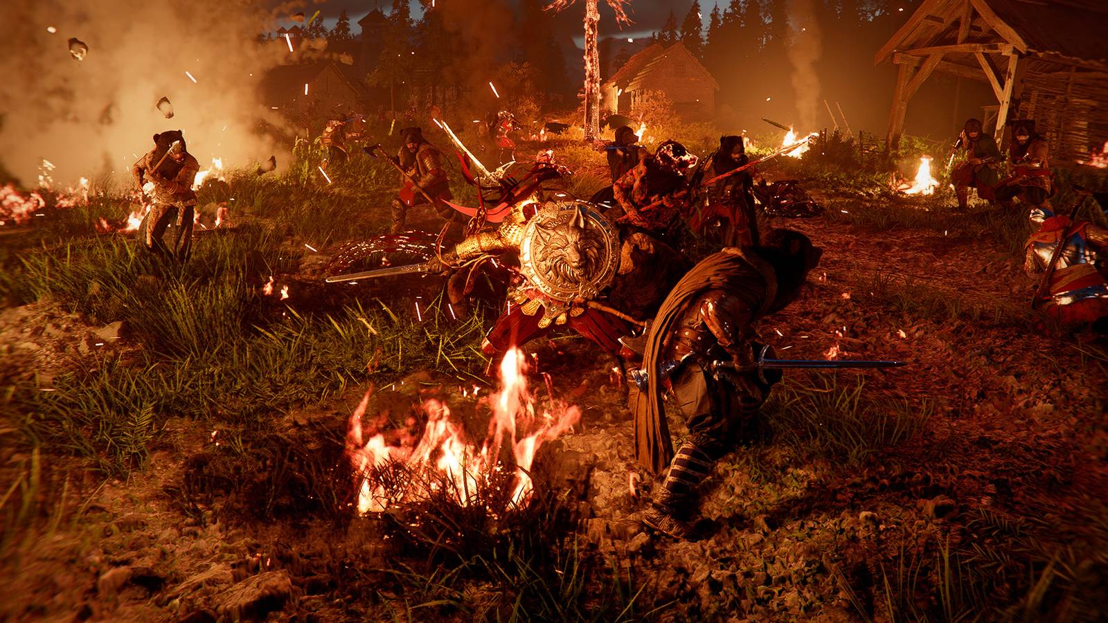 Crimson Desert nighttime combat battle warfare