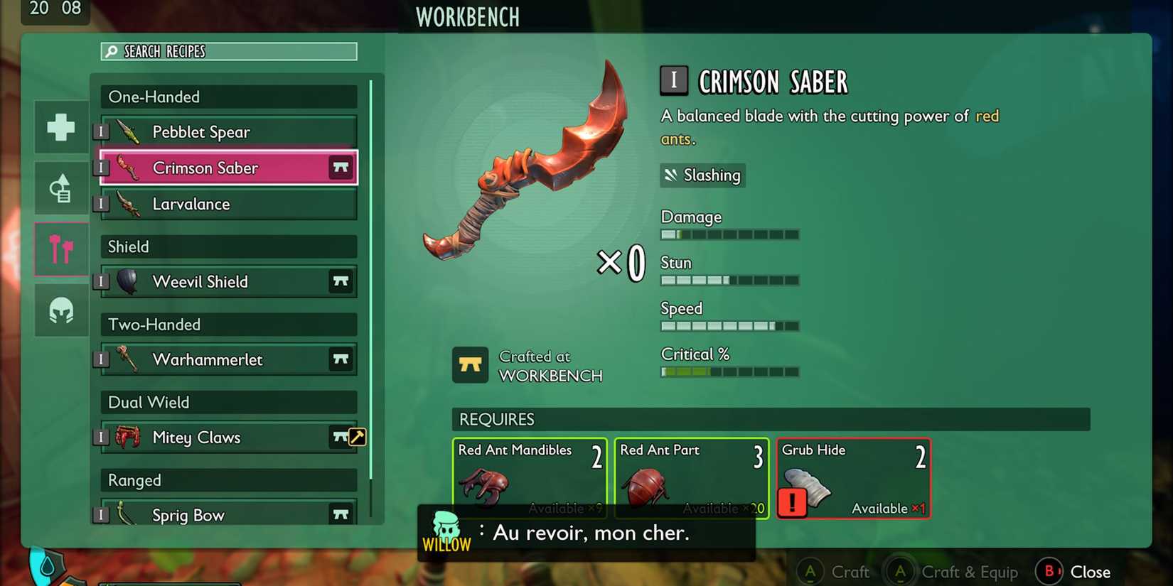 Crimson Saber in Grounded 2