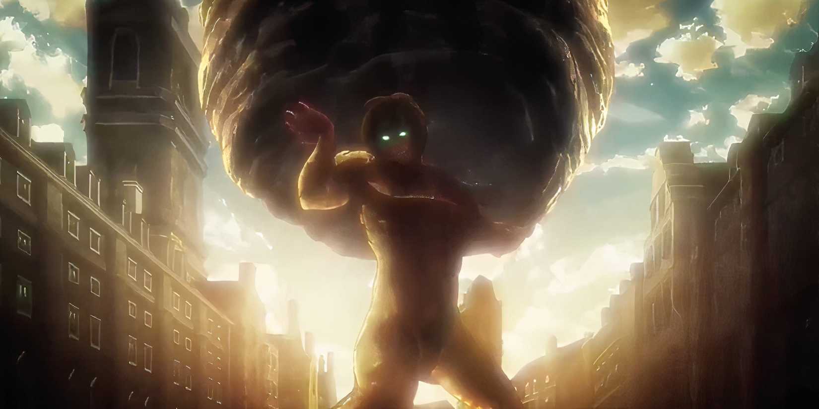 Eren carrying a boulder in Attack on Titan