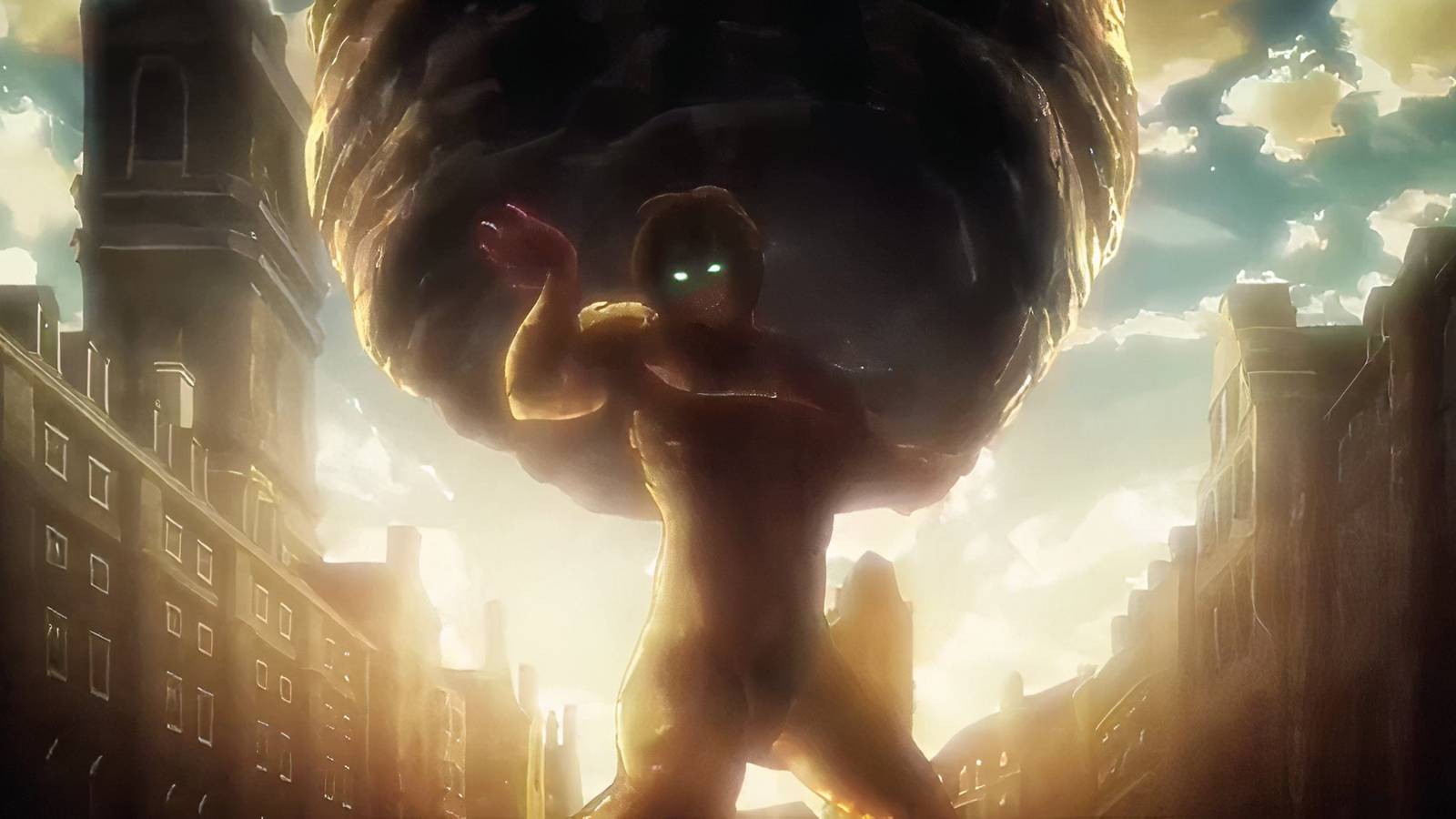 Eren carrying a boulder in Attack on Titan