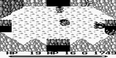 Exploring a cave in Final Fantasy Adventure