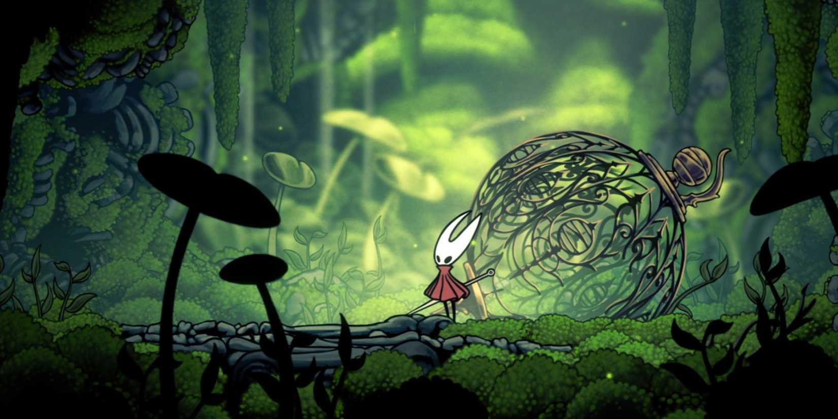 Exploring a green forest in Hollow Knight Silksong