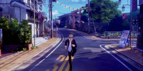 Exploring a town in Persona 4 Revival