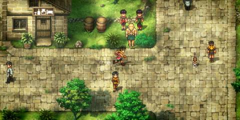 Exploring a town in Suikoden 2 (HD Remaster)