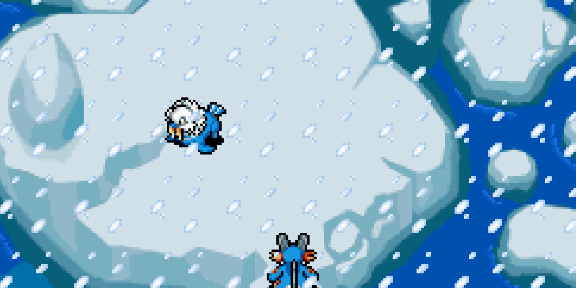 Exploring an ice field in Pokemon Mystery Dungeon Blue Rescue Team