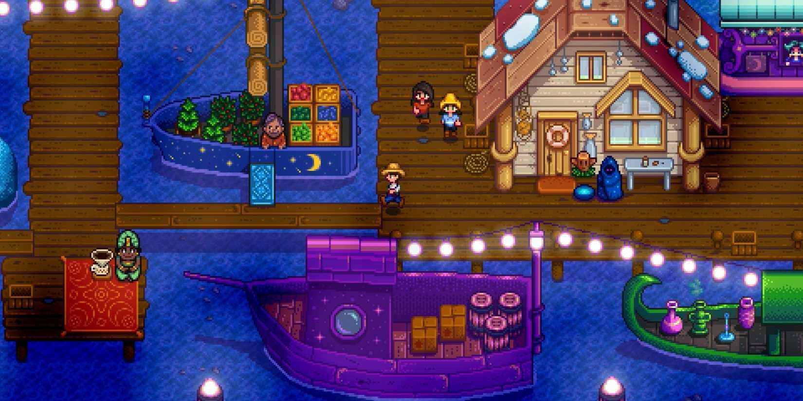 Exploring town in Stardew Valley
