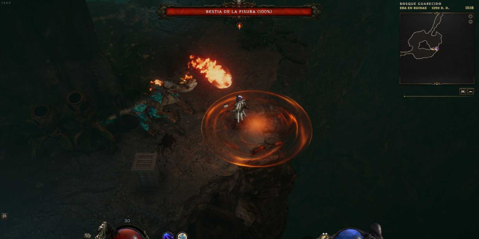Facing a Rift Beast with Magma Head in Last Epoch