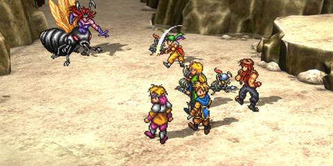 Fighting a battle in Suikoden 1 (HD Remaster)