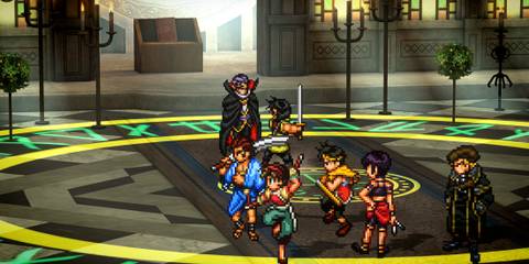 Fighting a battle in Suikoden 2 (HD Remaster)