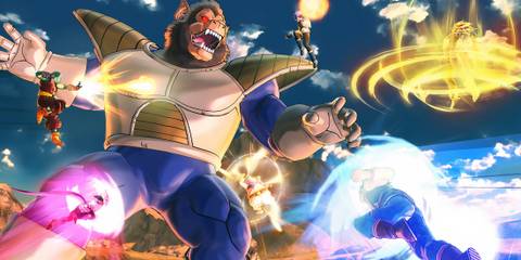 Fighting a boss battle with co-op in Dragon Ball Xenoverse 2