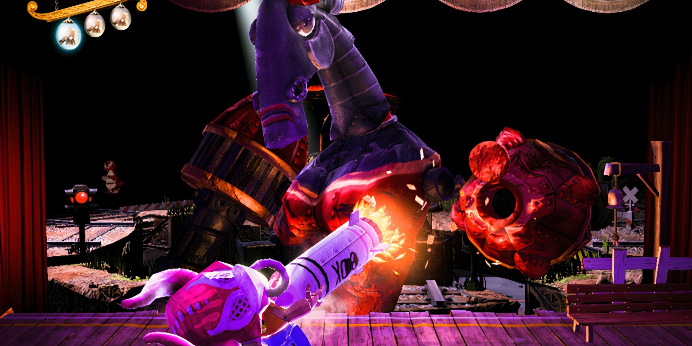 Fighting a boss in Puppeteer