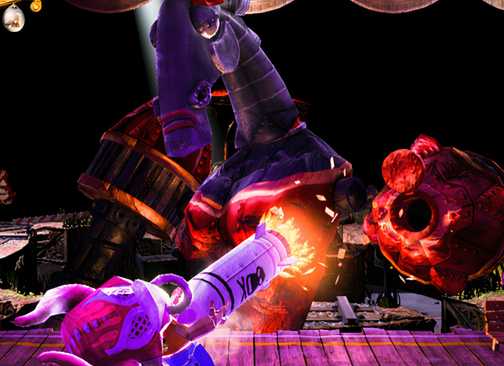 Fighting a boss in Puppeteer