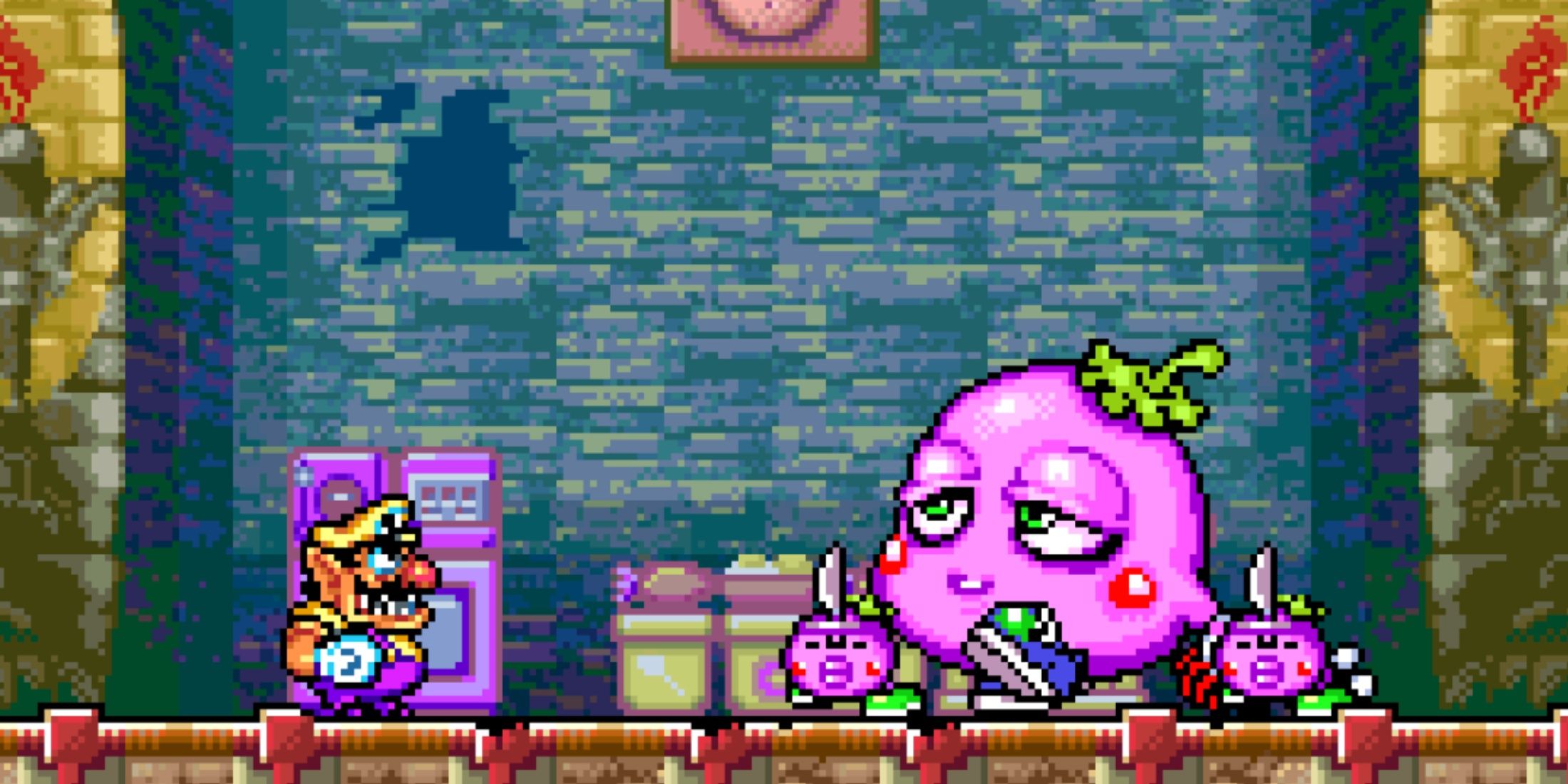 Fighting a boss in Wario Land 4