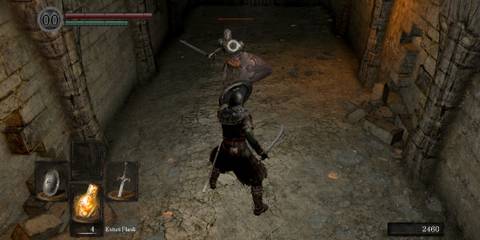 Fighting enemies in Dark Souls
