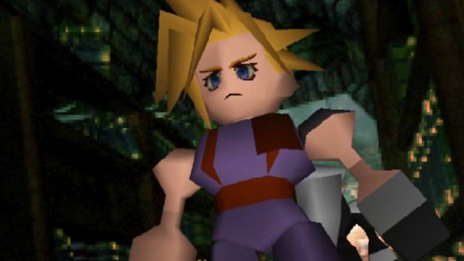 Final Fantasy 7 PlayStation 1 PS1 Cloud slight dutch angle shot