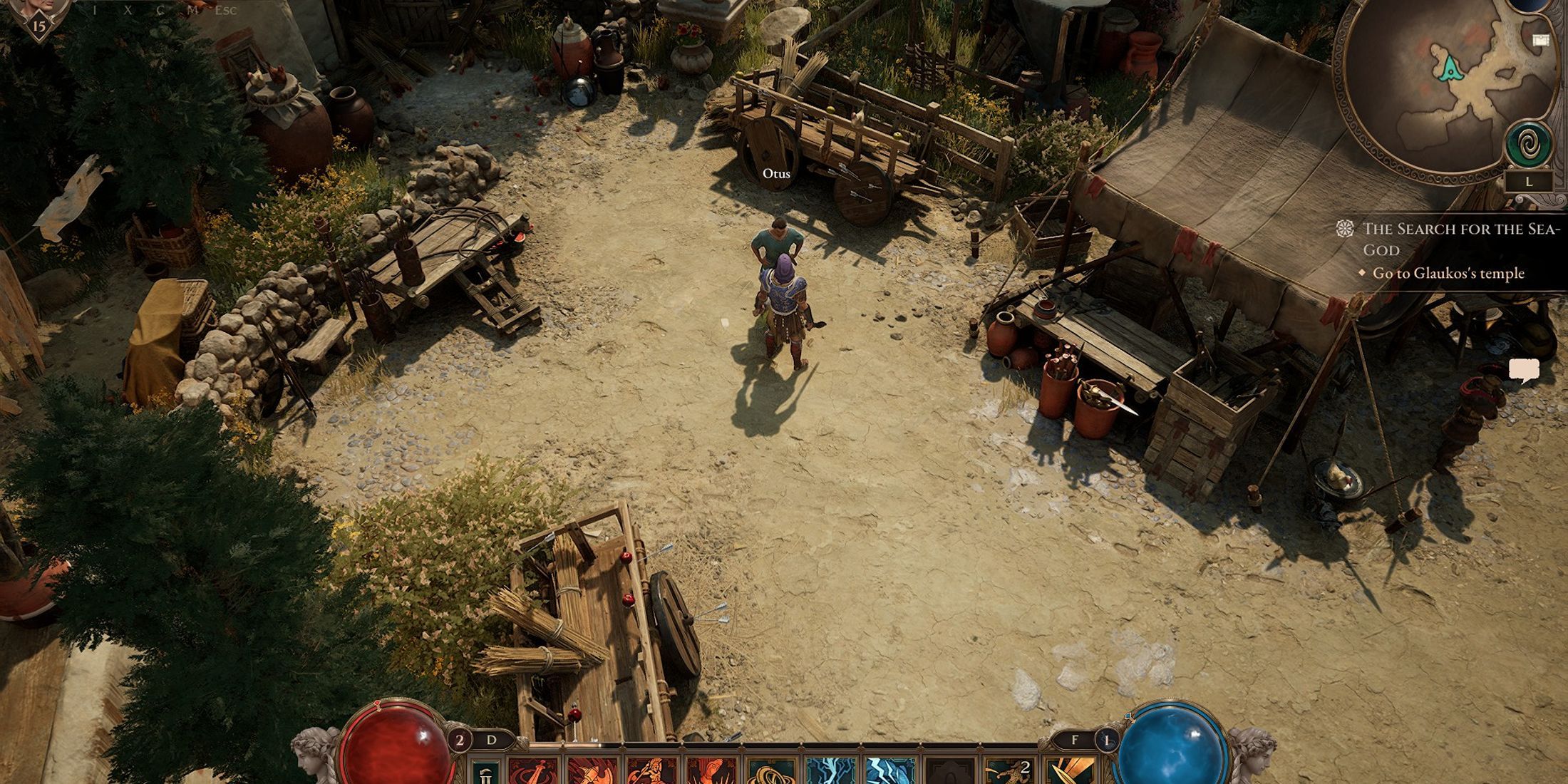 Find Otus to start wings and fangs in Titan Quest 2