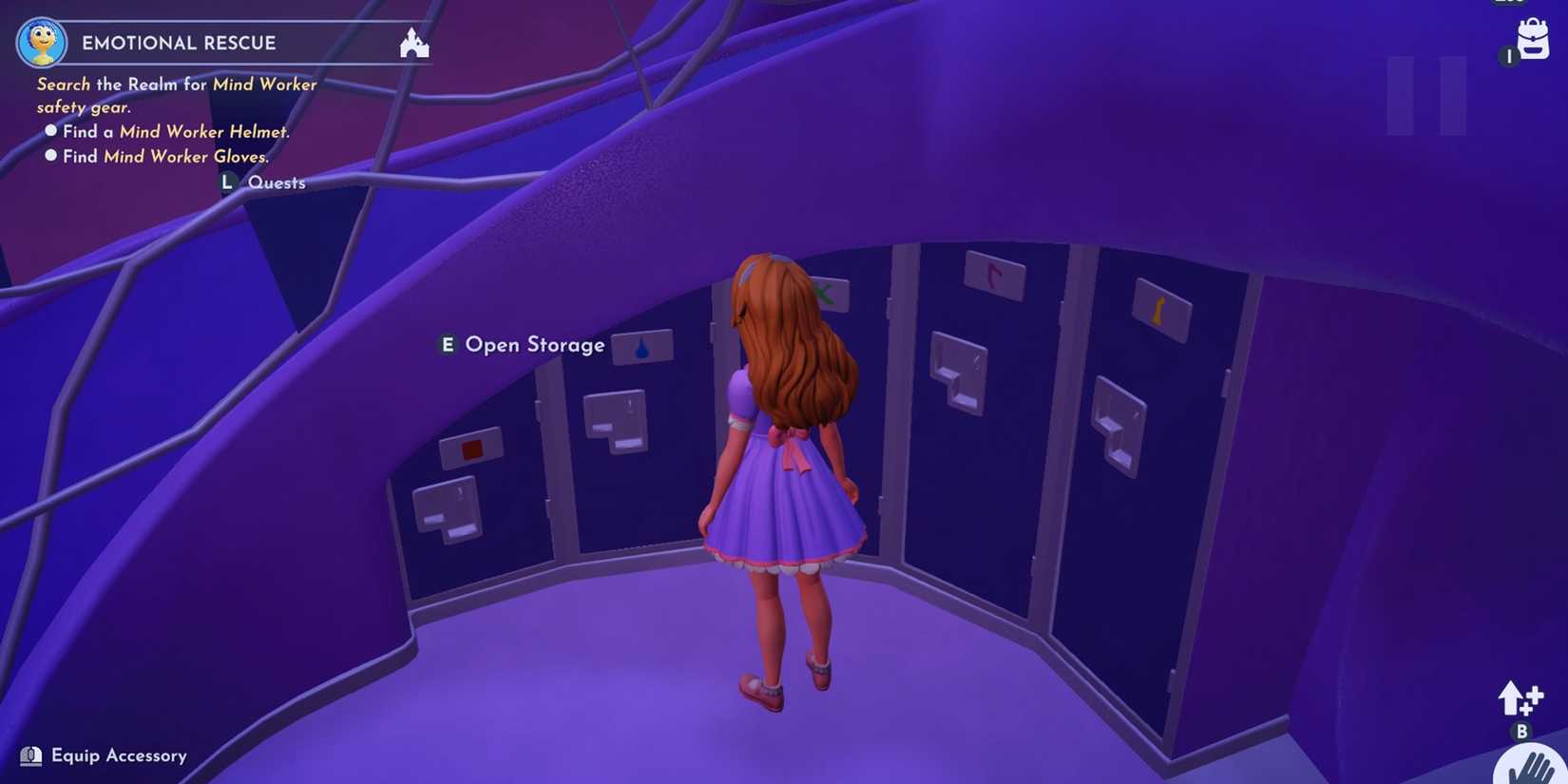 find safety gloves and hat in storage in ddv disney dreamlight valley