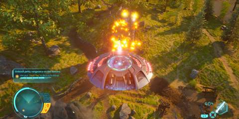 Flying a spaceship in Destroy All Humans (2020)