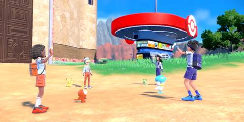 Four players meeting each other via Union Circle - Pokemon Scarlet And Violet