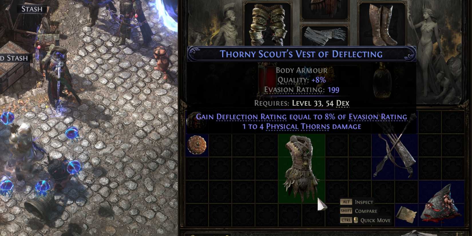 gain deflection rating equal to x% of evasion rating armor piece in path of exile 2