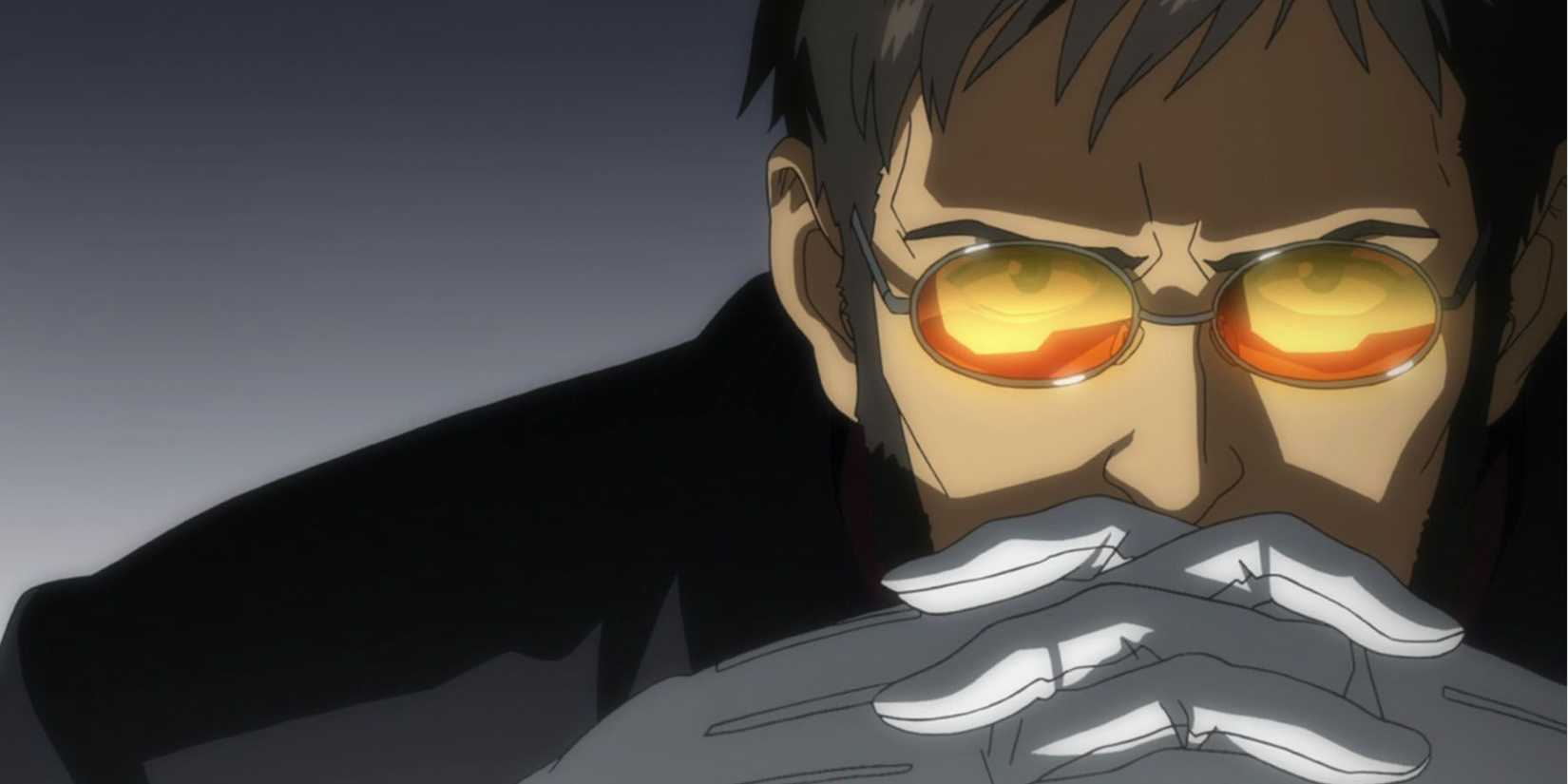 Gendo Ikari from Neon Genesis Evangelion makes a serious face.
