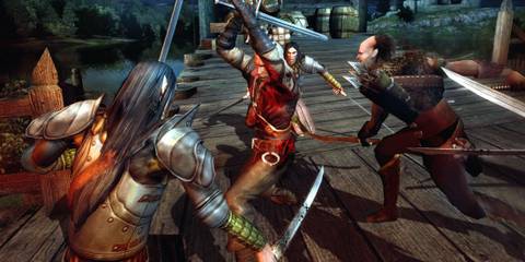 Geralt fighting a bunch of vampires - The Witcher