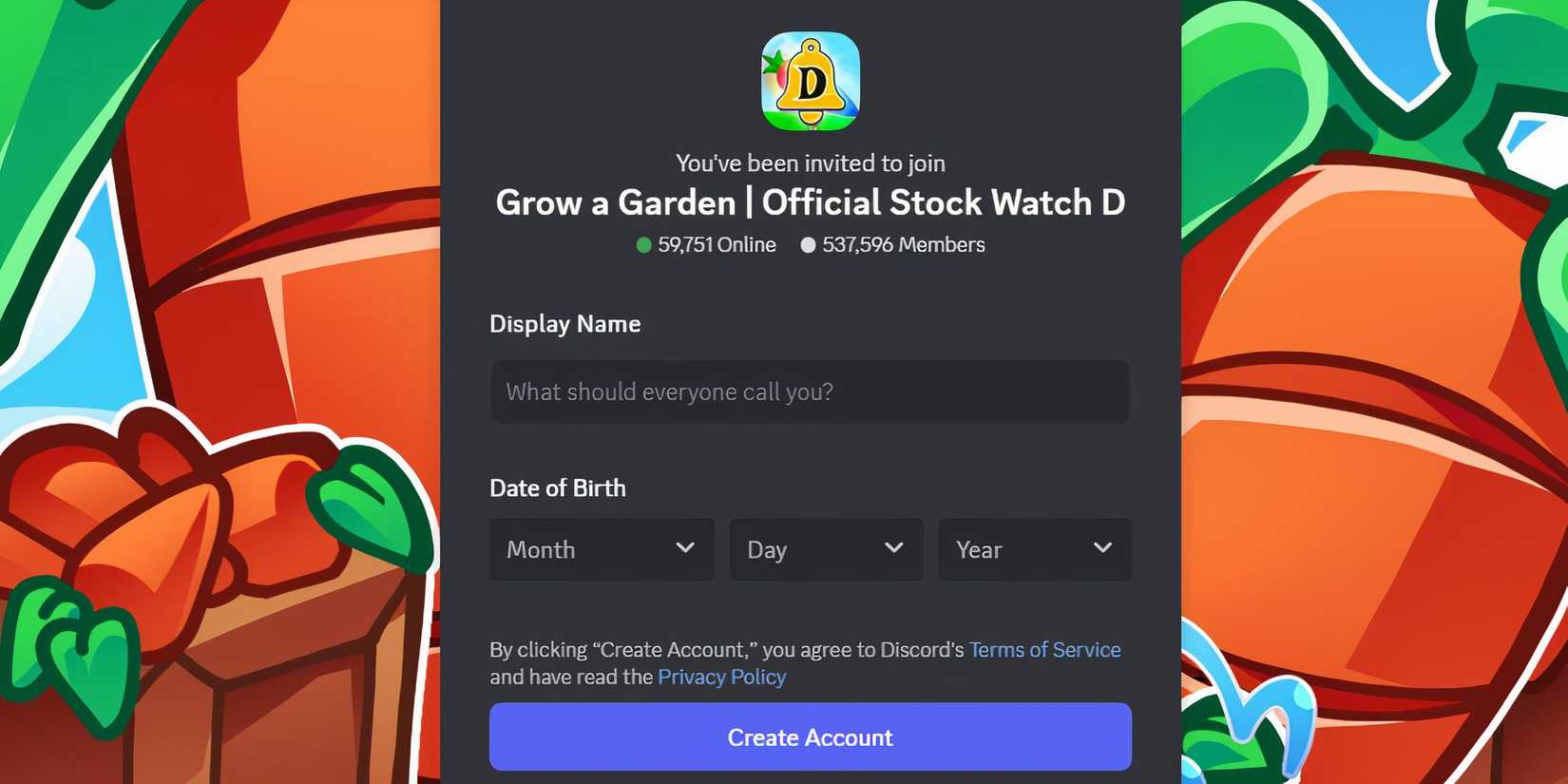 grow a garden official stock discord