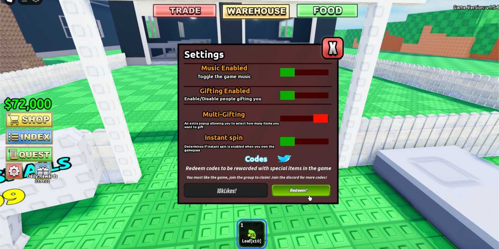 Grow Snails the codes tab