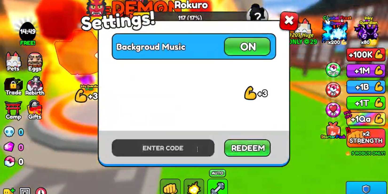 Hashira Training the codes tab