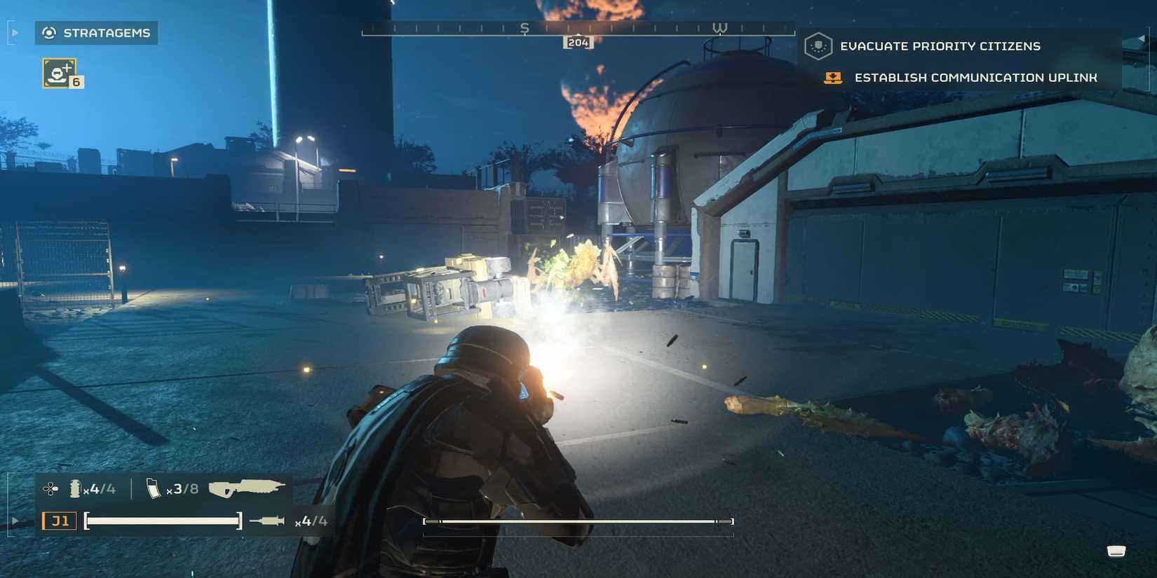 The Player In ODST Armor Shooting the Assault Rifle 
