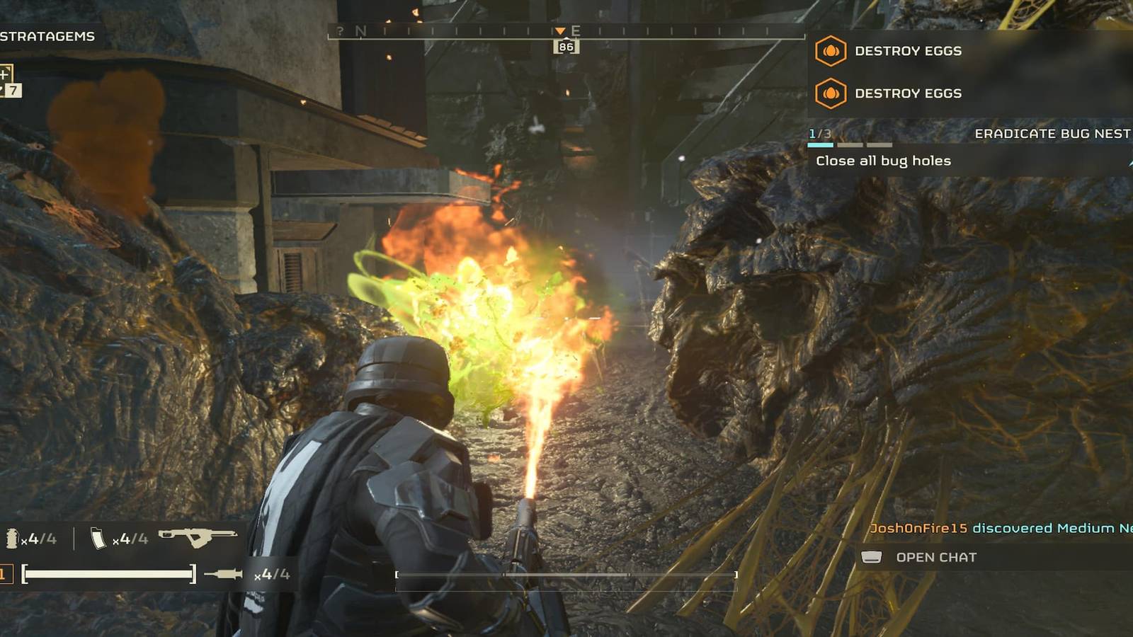 The Player Using a Flamethrower Against Termanids