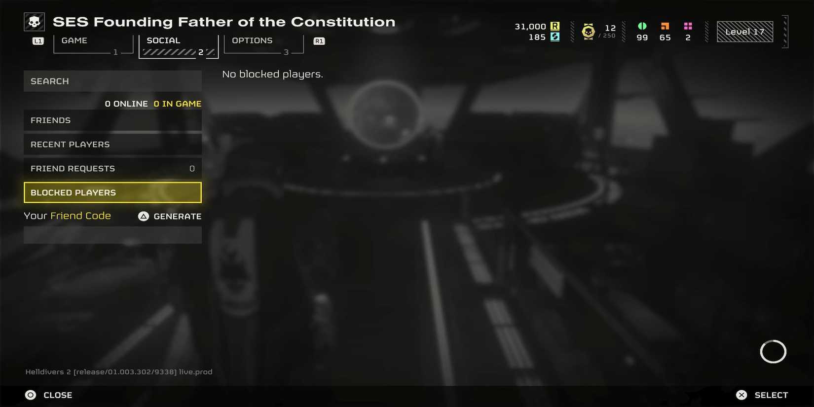 The Social Menu with the Friend Code Bar 