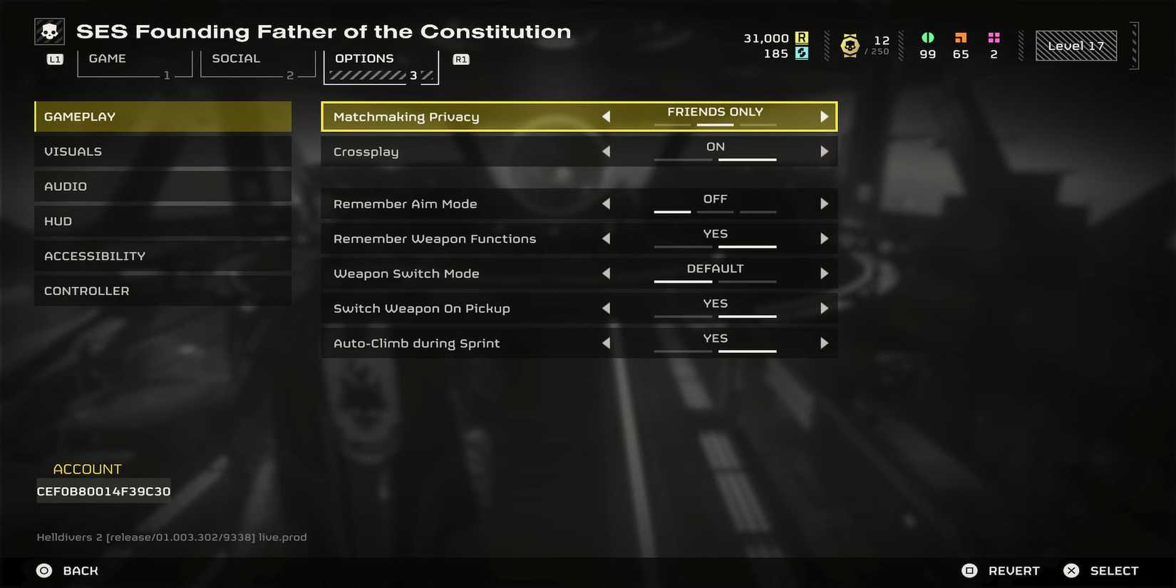 The Matchmaking Setting in the Menu
