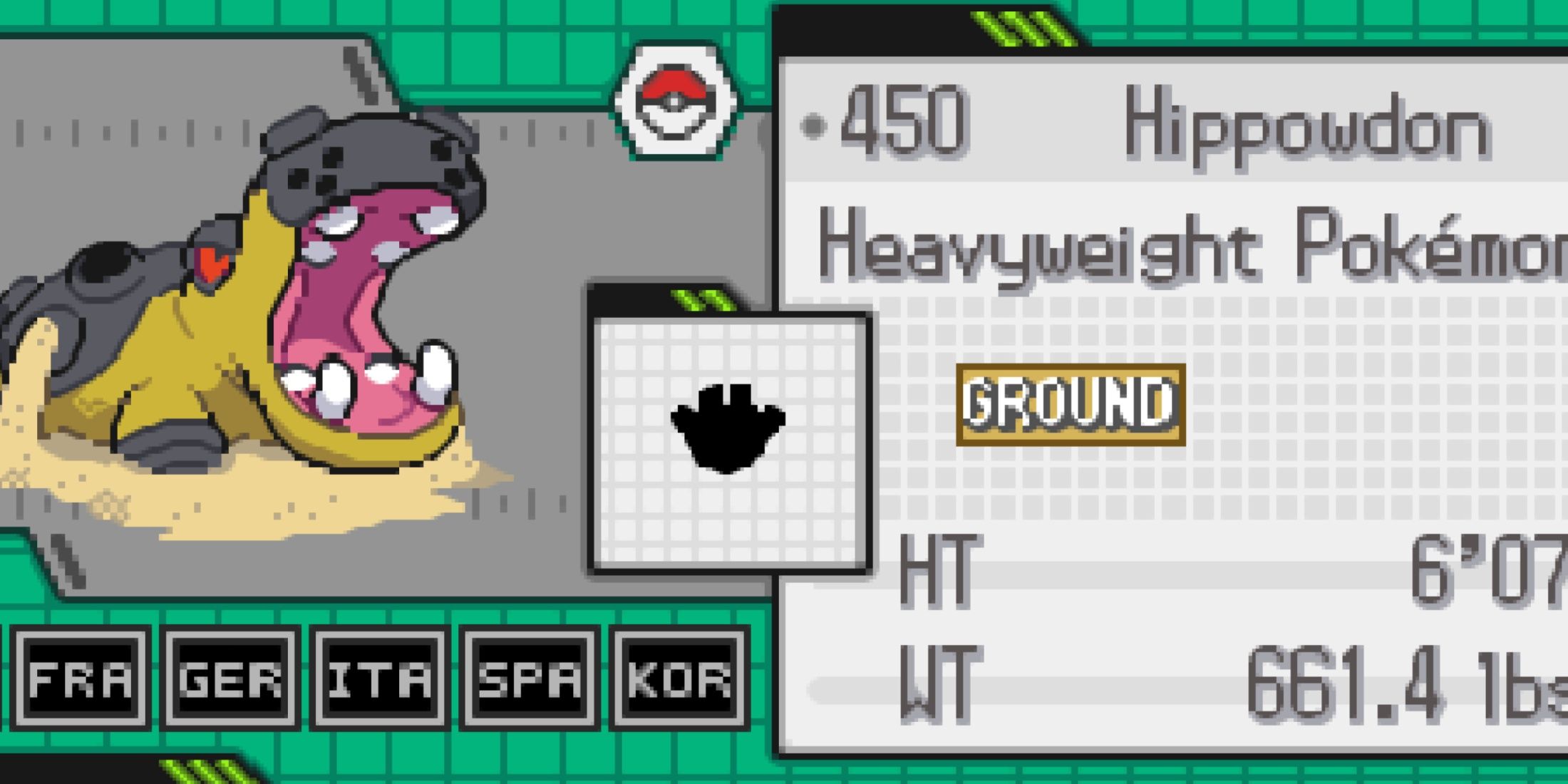 Hippowdon pokedex entry in Pokemon White