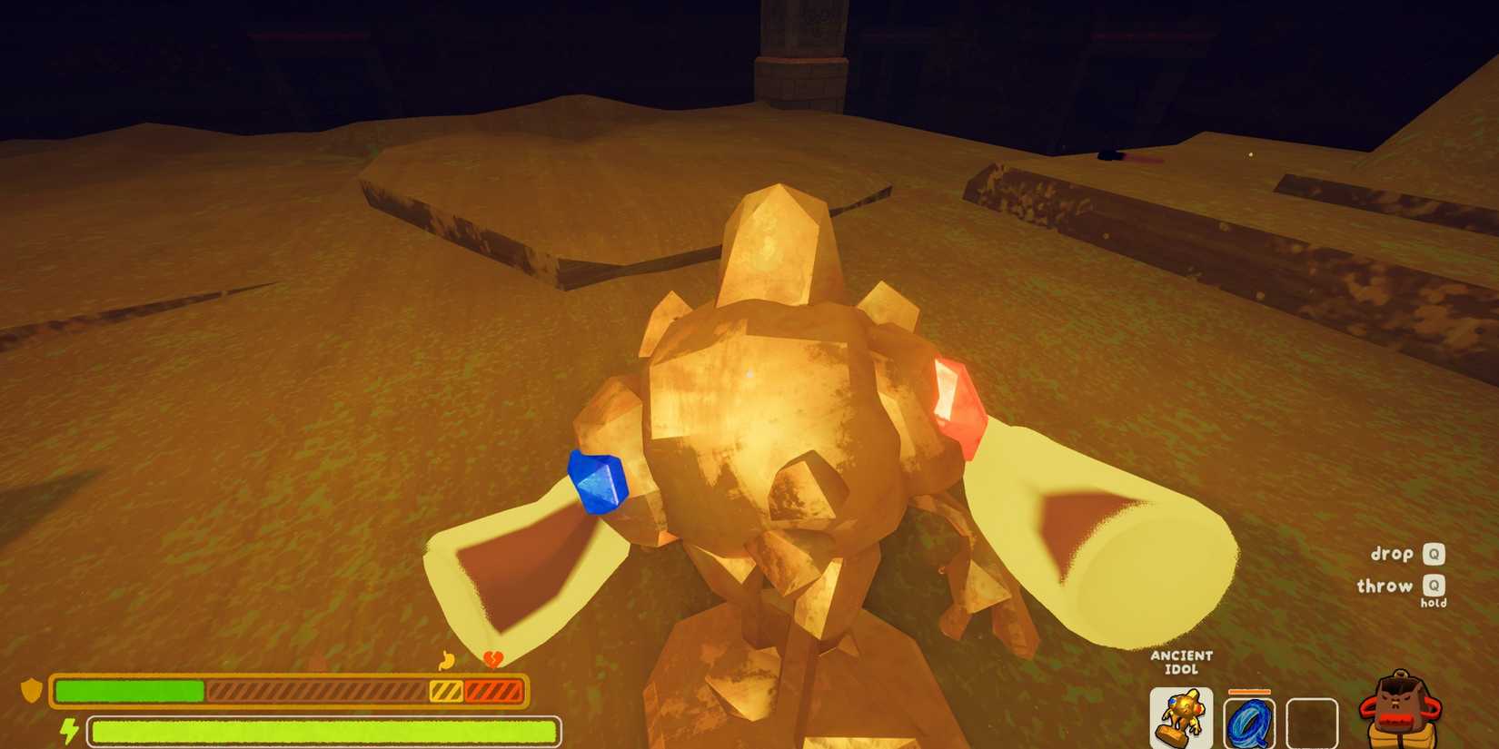 holding the golden idol