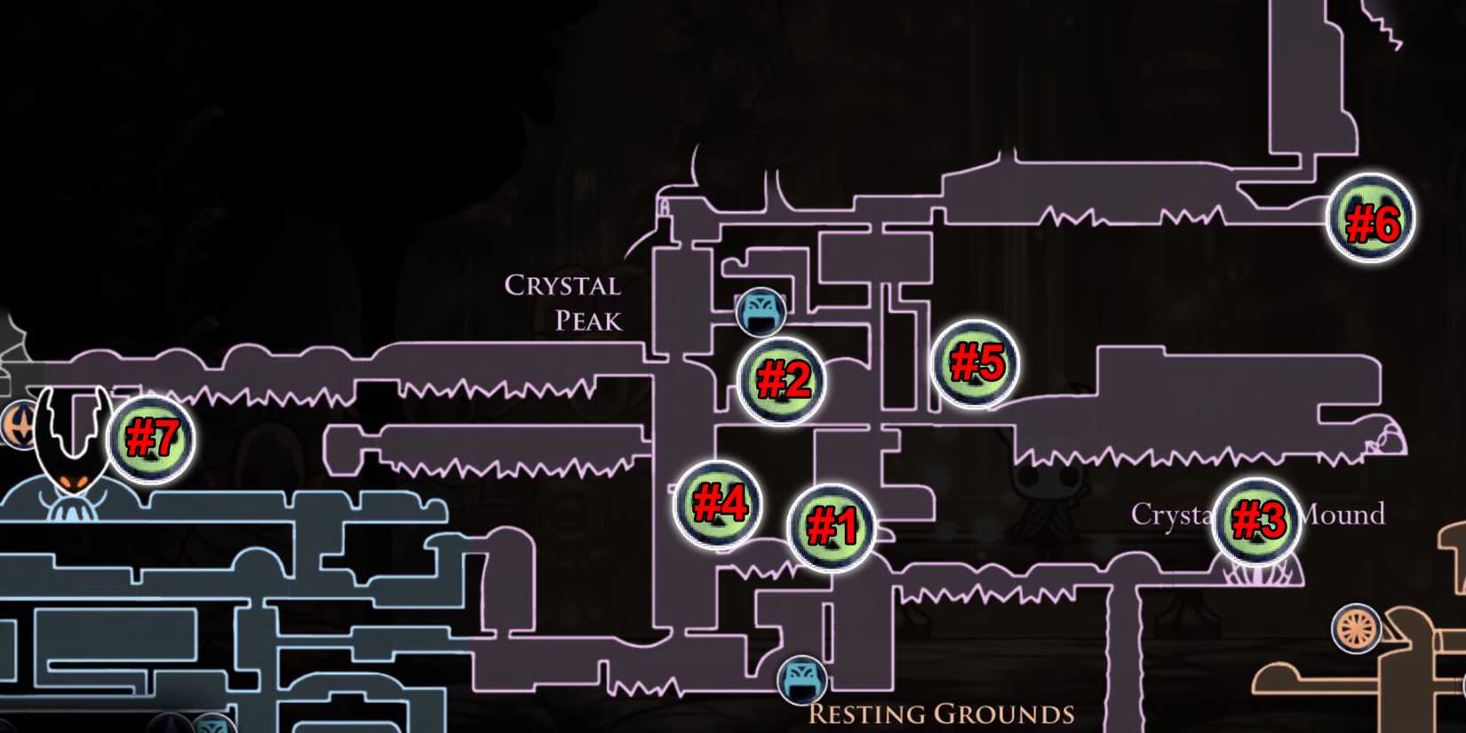 Hollow Knight All Grub Locations Crystal Peak