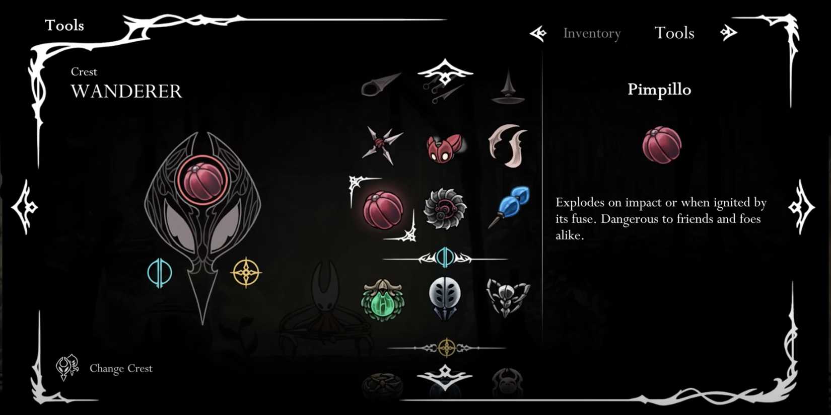 Hollow Knight Silksong Confirmed Features Systems New Mechanics Traps Crests Tools Menu
