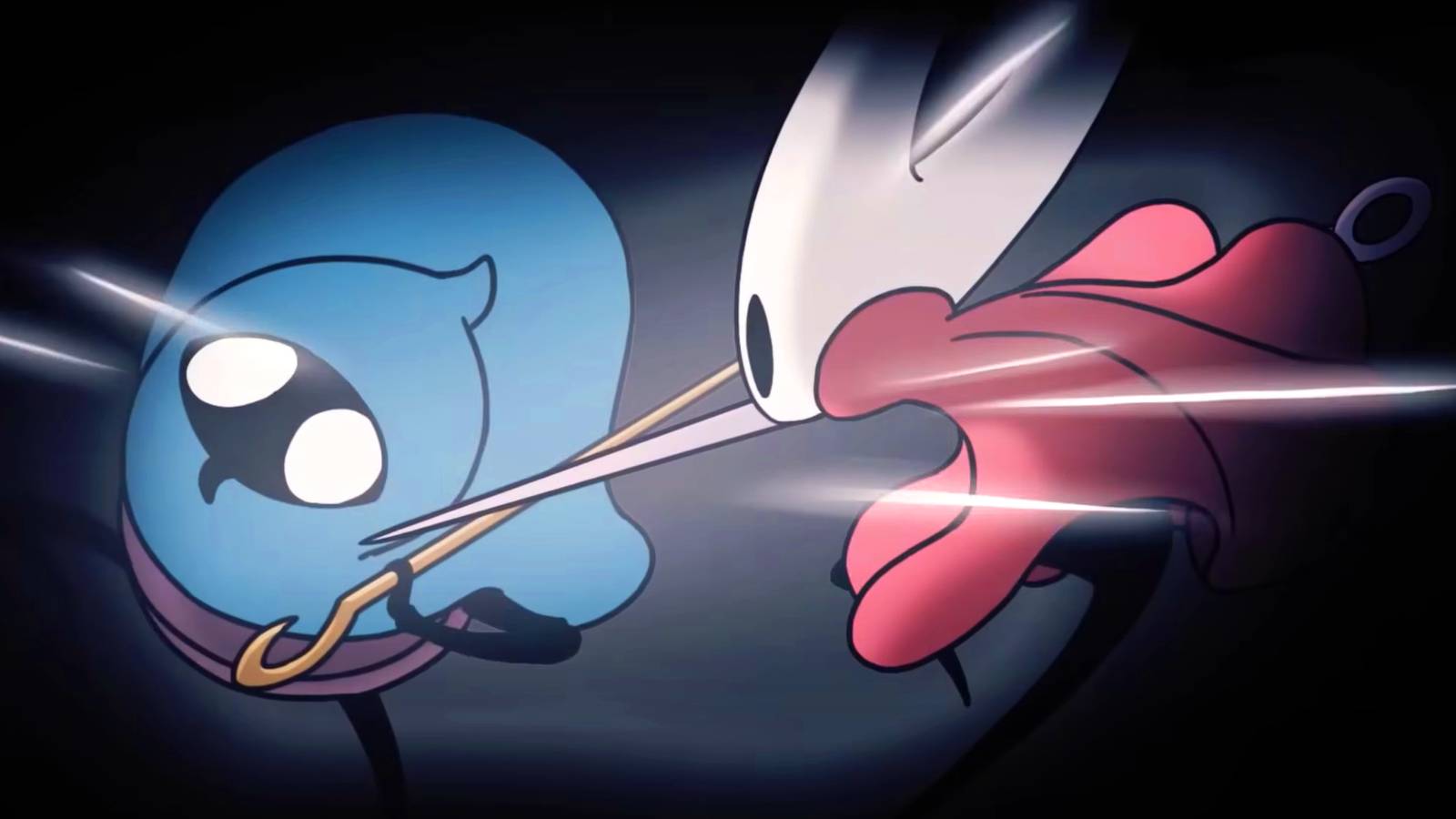 Hornet Fighting Beetle With Her Needle In Hollow Knight Silksong