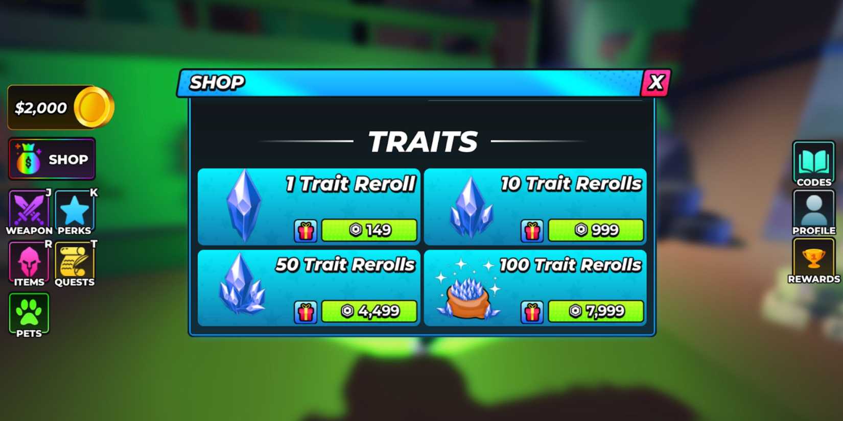 Hunty Zombies traits menu