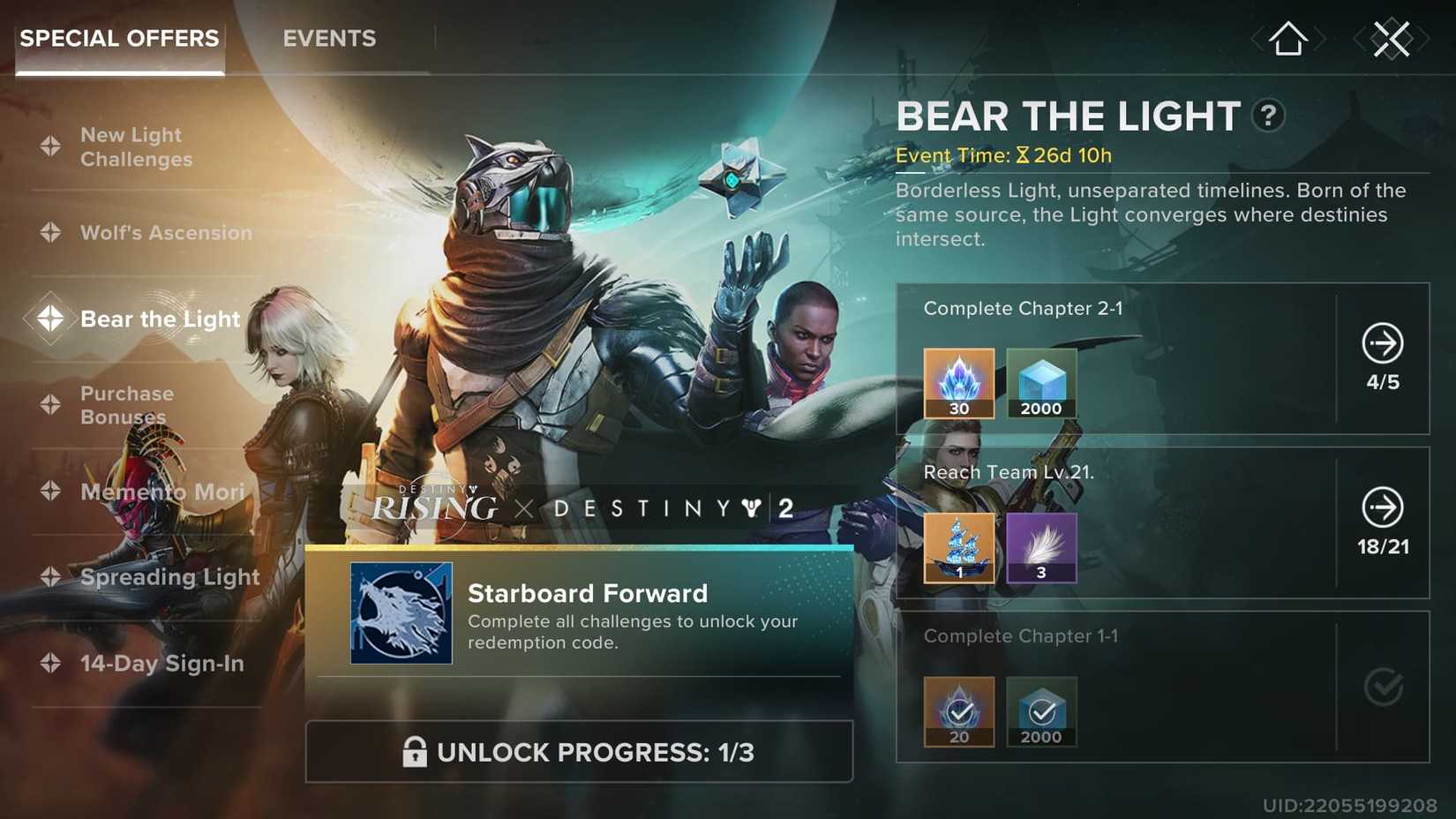 Destiny Rising Bear the Light event banner