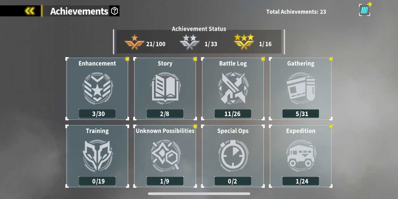 The Achievements Menu 
