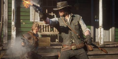 John Marston in a shootout - Red Dead Redemption 2